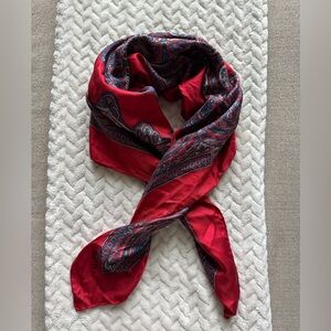 Burberrys Silk Scarf – Red Paisley – Classic Designer
